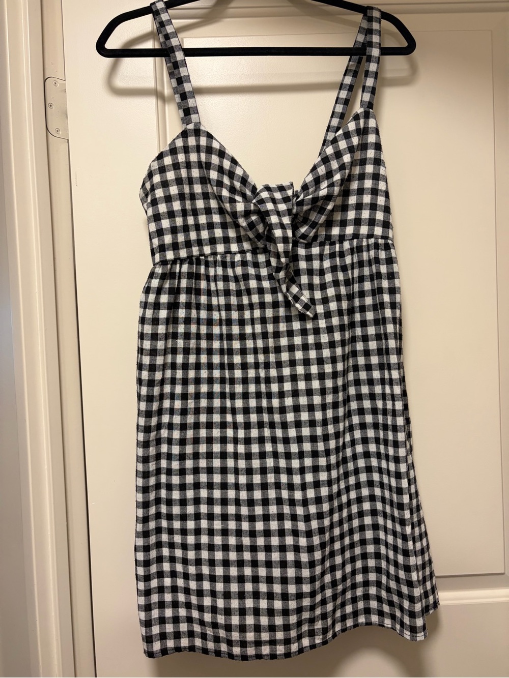 Rhythm Black and White Gingham Tie-Front Mini Dress
